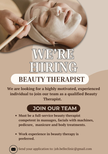 Beauty Therapist Job 