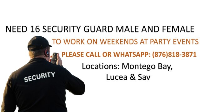 Need 16 Security Guards To Work On Weekends