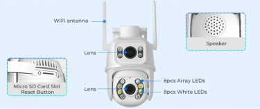 Wifi Camera Dual Lens 8MP 4K PTZ