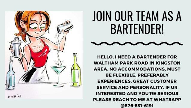Seeking A Bartender