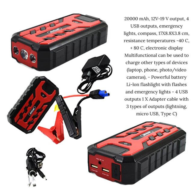 20000mAh Car Multi-function Jump Starter With
