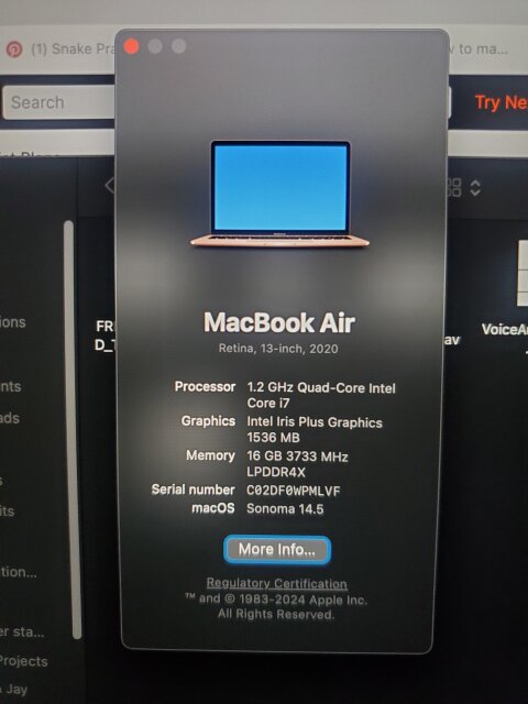 2020 Macbook Air I7 16gb Ram 500gb Ssd