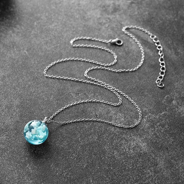 Blue Sky White Cloud (Spherical) Necklace