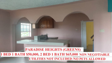 PARADISE HEIGHTS (GREENS) 1 & 2 BEDROOM APARTMENTS