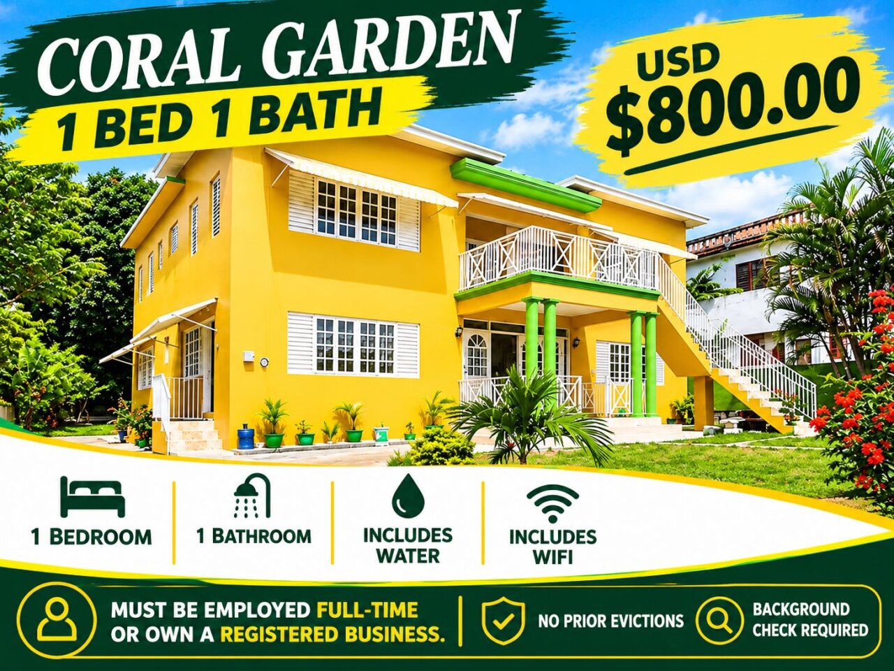 Furnished 1 Bedroom Apartment In Coral Gardens