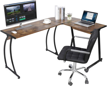 L-Shaped Corner Desk Computer Gaming Desk - Rustic