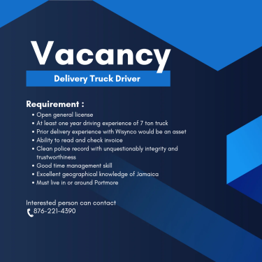 Vacancy Delivery Truck Driver 