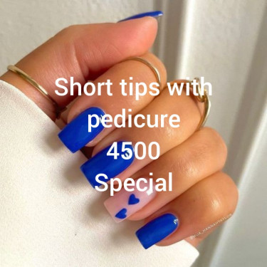 Pedicure And Short Tip Combo  Gell Polish
