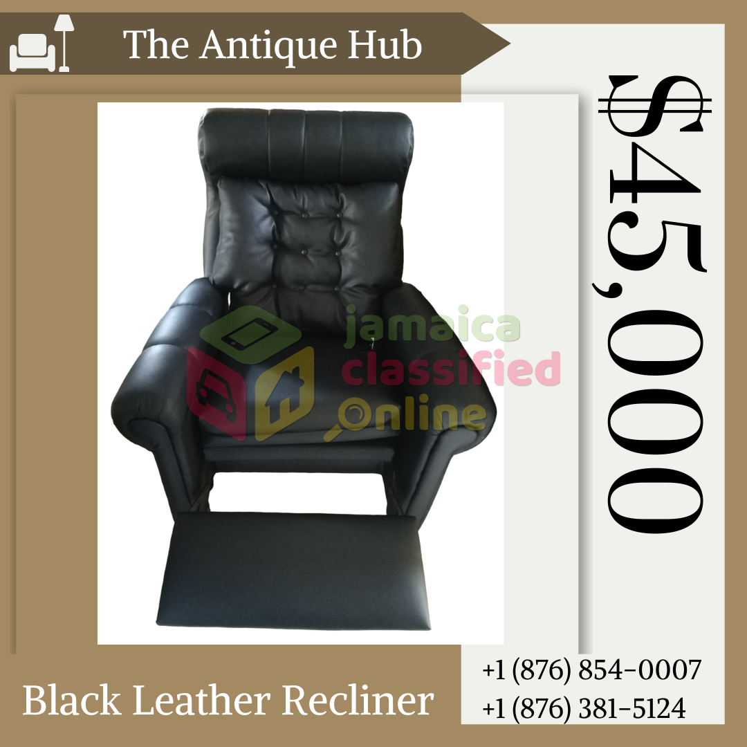 For Sale: THE ANTIQUE HUB'S: Black Leather Recliner - Barbican