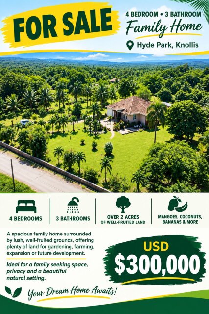 HYDE PARK  4 Bedroom 3 BATH HOUSE.. 2 ACRES