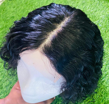 14inch Water Wave 4x4 Glueles Hair Wig 180%density