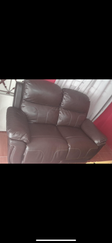 Reclining 2 Seater Brown Leather Sofa 