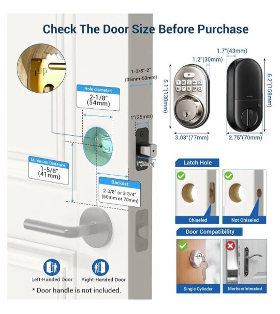 Keyless Smart Lock With Door Handles