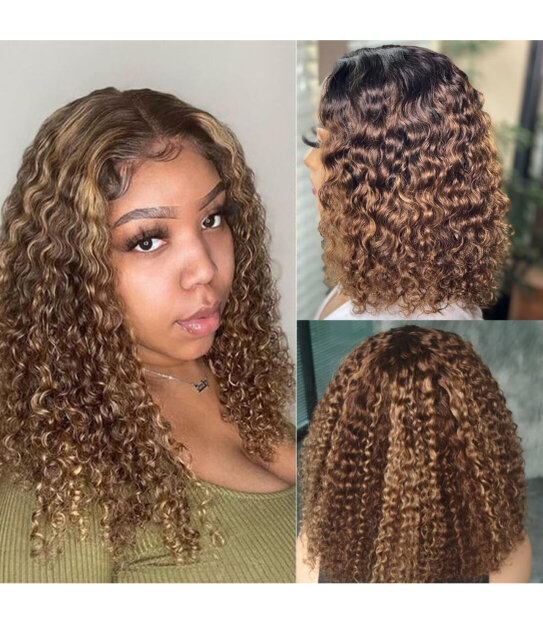 14 Inch Blonde Glueless Curly Bob