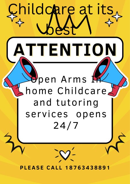 Open Arms In Home Childcare And Tutoring Service