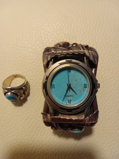 Sterling Silver  Navajo Watch And Matching Ring