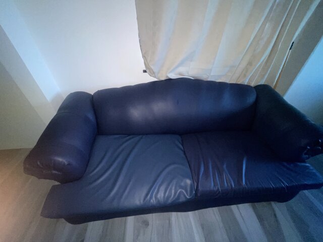 BLUE LEATHER COUCH FOR SALE