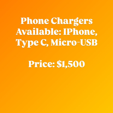 Phone Charger: IPHONE, TYPE C & MICRO-USB