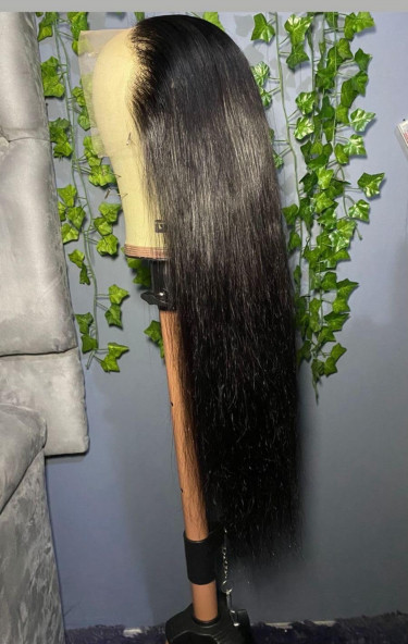 28 Inch Natural Black Synthetic Blend Hair 13x4 