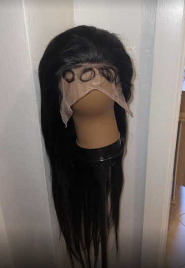 28 Inch Natural Black Synthetic Blend Hair 13x4 