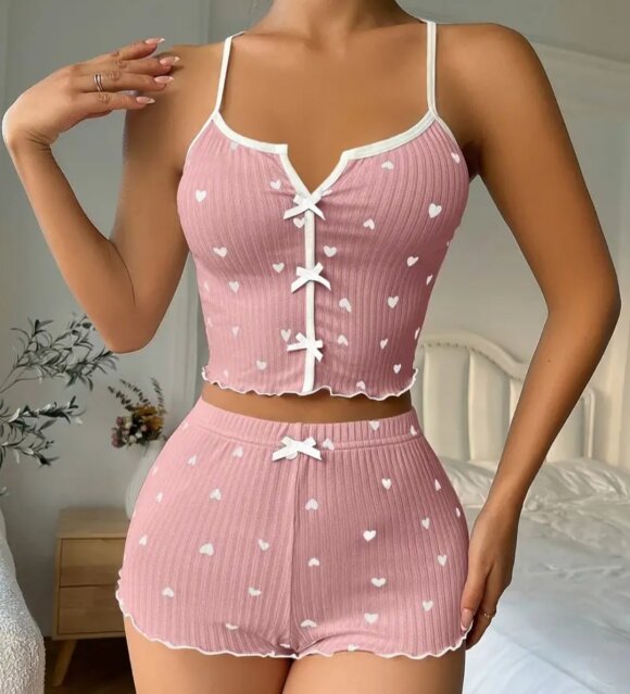 Sexy Heart Print Pajama Set