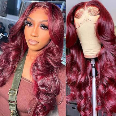 99J Burgundy Body Wave 4x4 Lace Closure Wigs Human