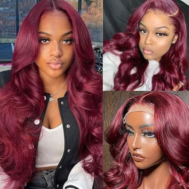 99J Burgundy Body Wave 4x4 Lace Closure Wigs Human