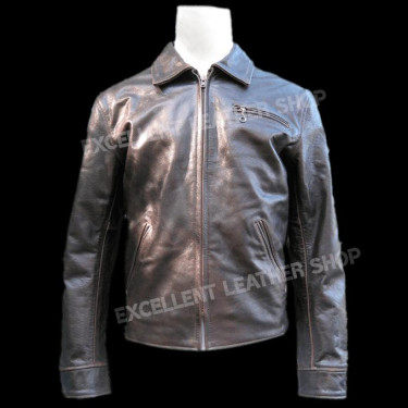 Brown Half Belt Vintage Leather Jacket