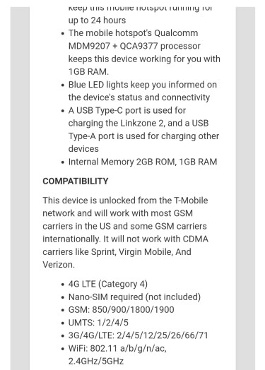 Alcatel- Wifi Modem- Unlocked