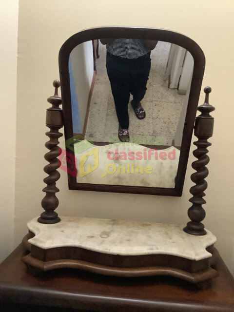 Elegant Mirror In A Cedar Wood Frame, Antique