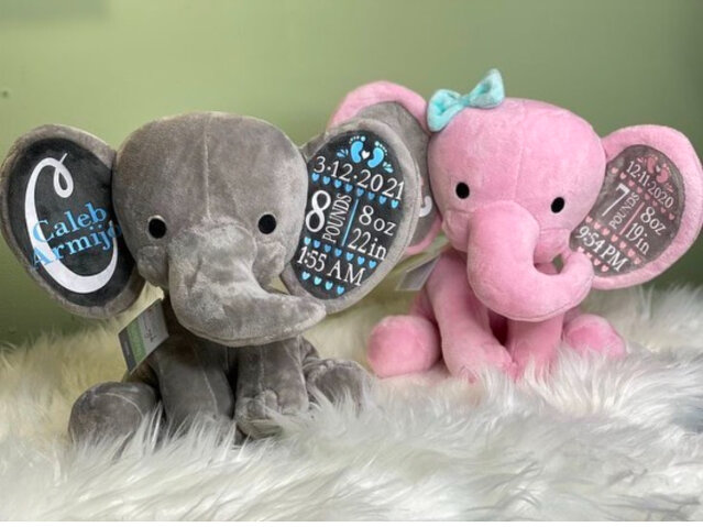 Personalized Baby Elephant Keepsake