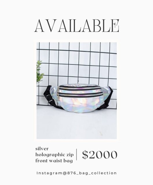 Silver Holographic Zip Front Waist Bag Waterproof