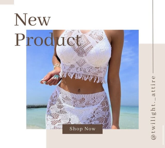 Two Pc White Woman Coverup Swimwear