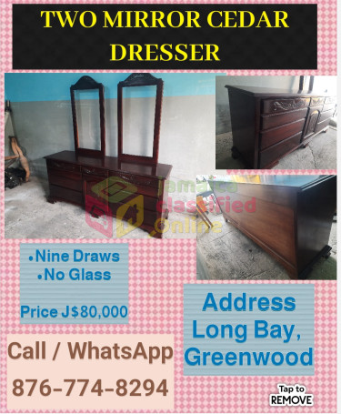 Two Mirror Nine Draw Cedar Dresser