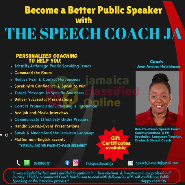 PUBLIC SPEAKING COACHING With The Speech Coach JA