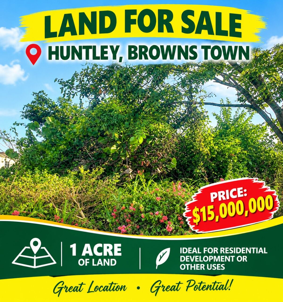 HUNTLEY , BROWNS TOWN 1 ACRE $15,000,000