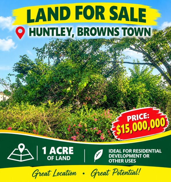 HUNTLEY , BROWNS TOWN 1 ACRE $15,000,000