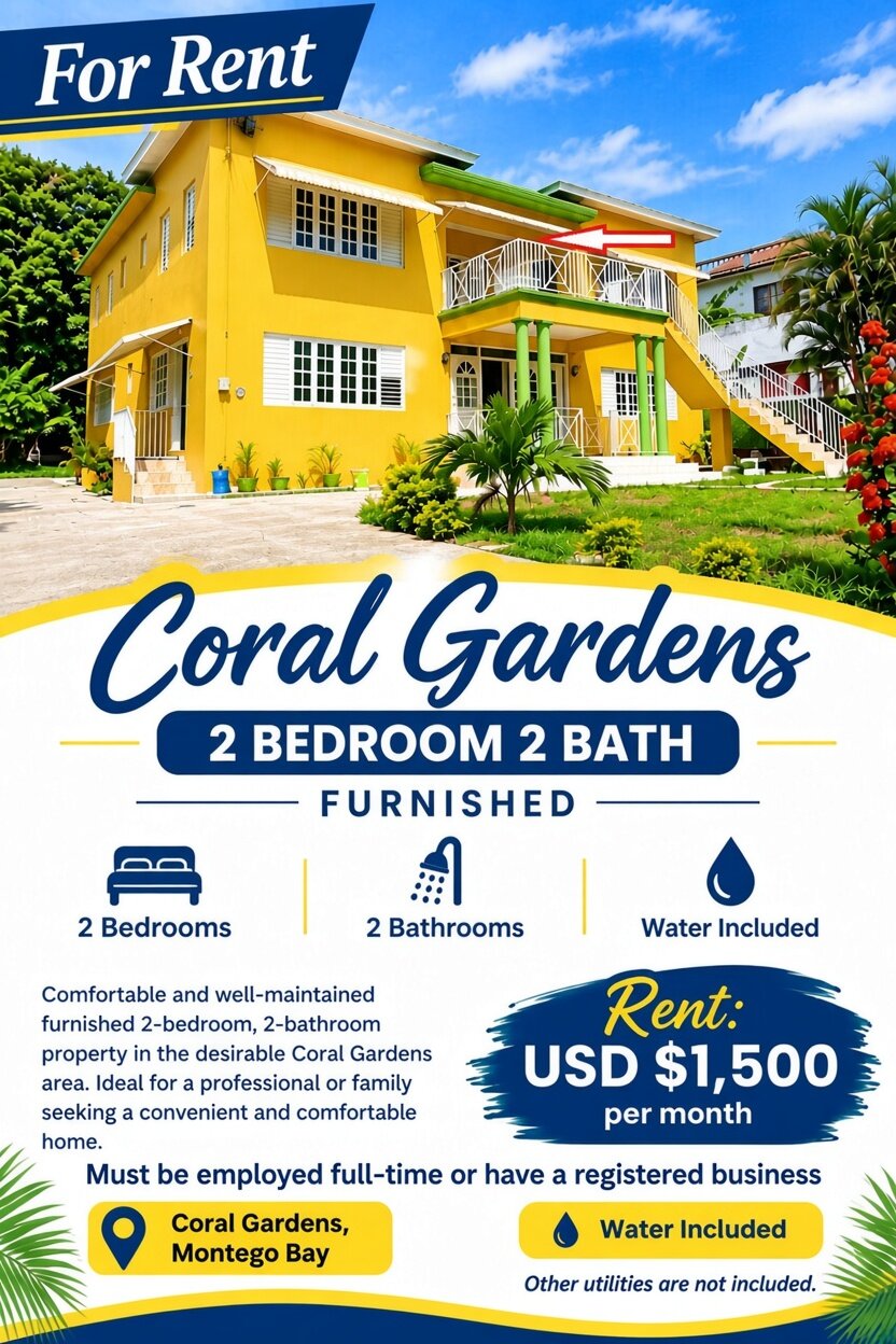 CORAL GARDEN 2 Bedroom 2 Bath Furnished USD$1500