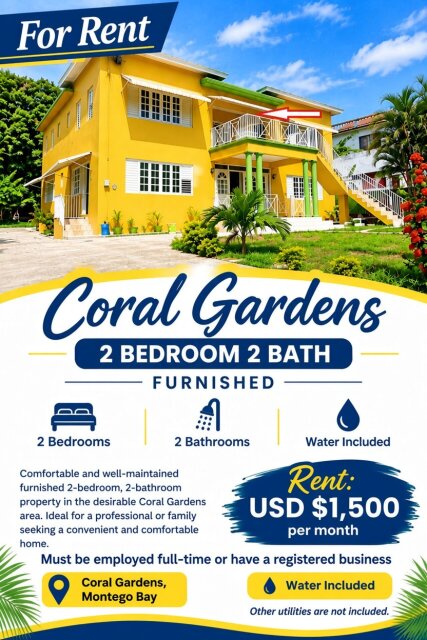 CORAL GARDEN 2 Bedroom 2 Bath Furnished USD$1500