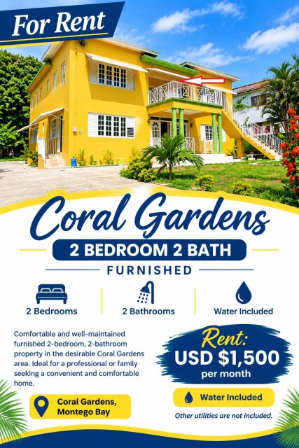 CORAL GARDEN 2 Bedroom 2 Bath Furnished USD$1500