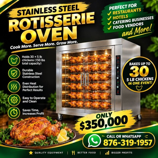 Commerial Rotisserie Oven - Cooks 30 5lb Chickens
