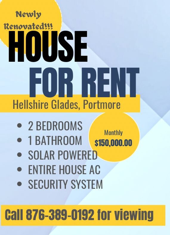 2 Bedroom House For Rent - Hellshire