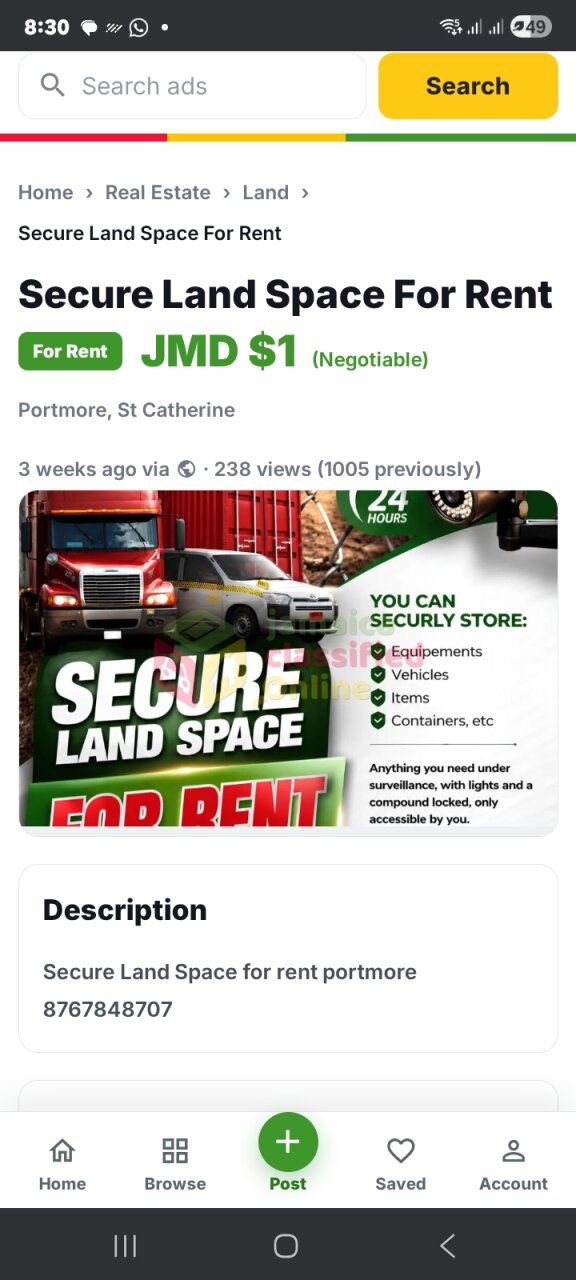 Secure Land Space For Rent