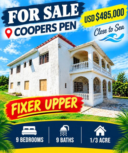 9 Bed 9 Baths FIXER UPPER COOPERS PEN USD$485,000