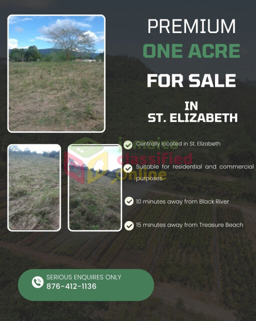 ONE ACRE OF PRIME LAND- South Coast, ST.Elizabeth