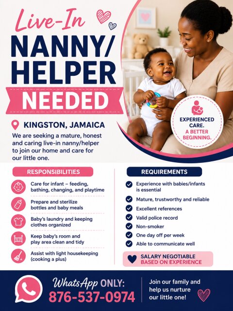 Live-in Nanny/Helper Needed