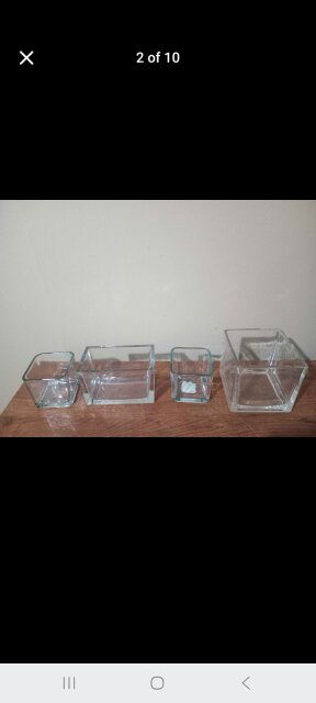 4 Square Glass Vases