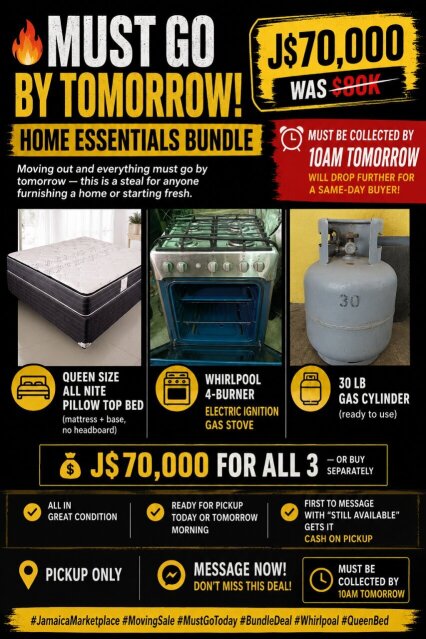 ? MOVING SALE — MUST GO BY TODAY! ?