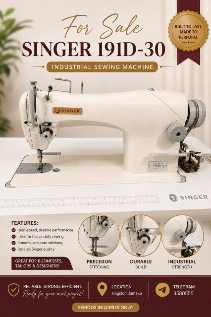 Singer 191D-30 Industrial Sewing Machine For Sale