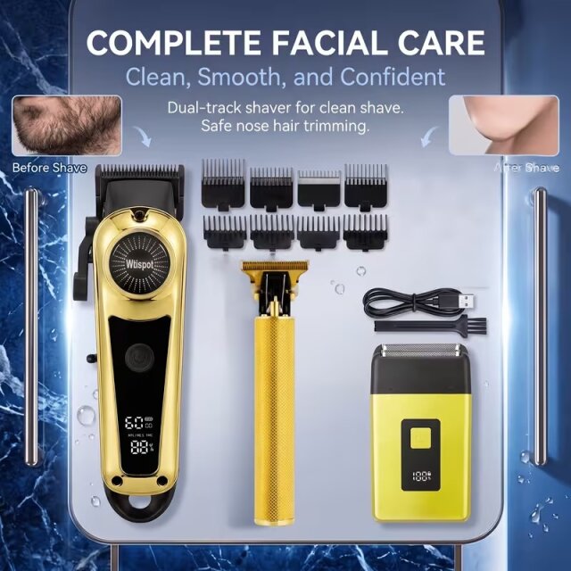 3pcs Hair Clipper Set, Rechargeable Electric